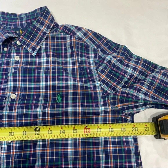 Polo Ralph Lauren Button-Down Plaid Blue Dress Shirt Boy Youth Size XL (18-20) - Picture 12 of 12